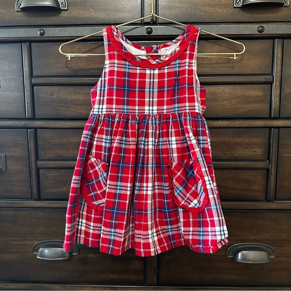 Plaid Red and Blue Kids Dress